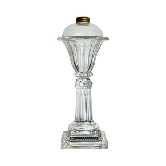 Antique Sandwich Glass Whale Oil Lamp c. 1820