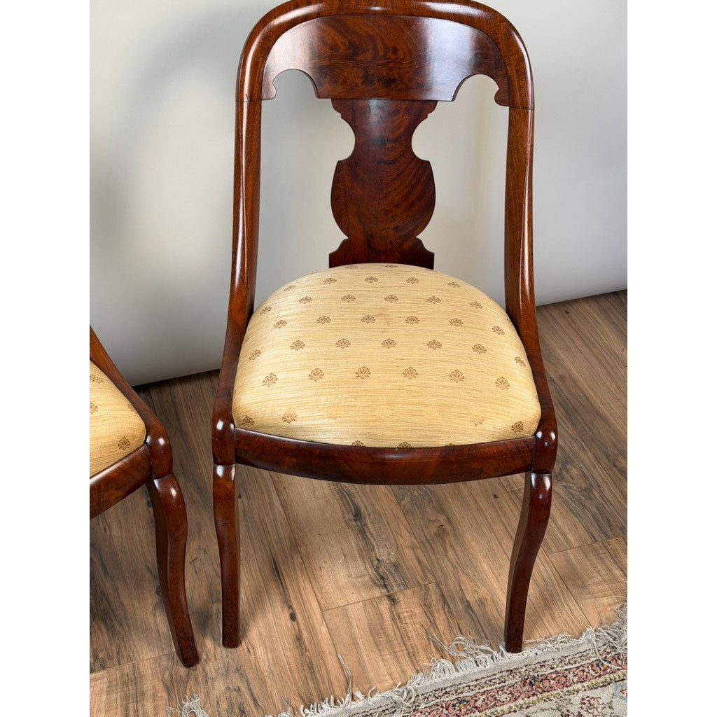 Pair Federal Period Mahogany Saber-Leg Side Chairs, c. 1820