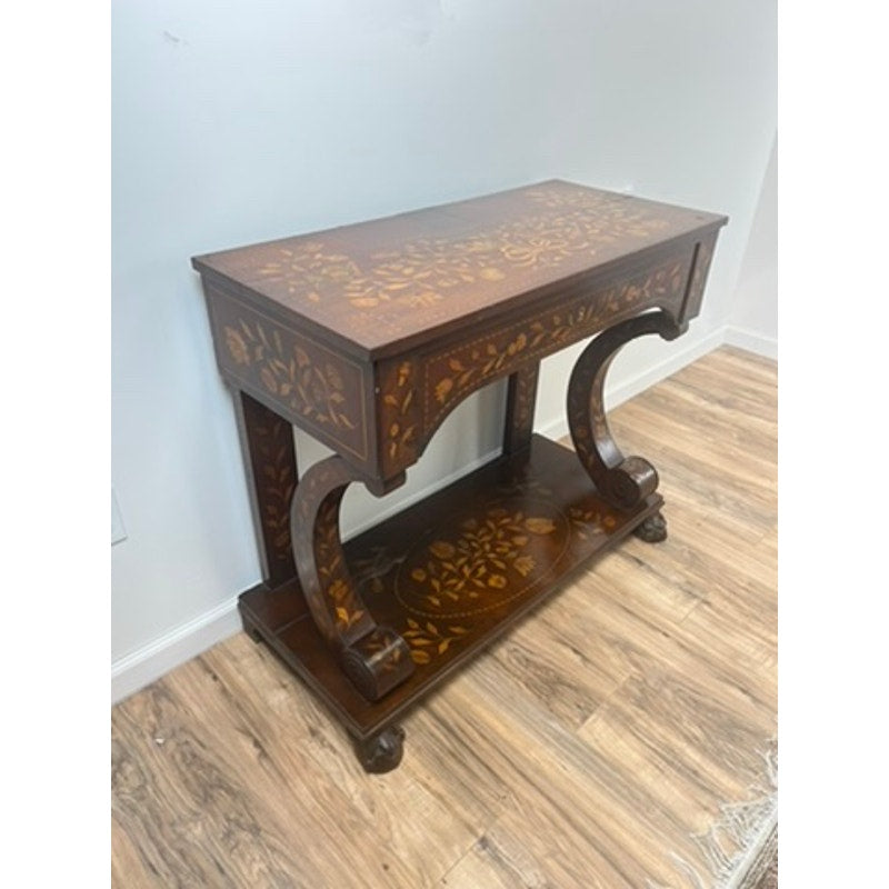 Antique 19th Century Dutch Floral Marquetry Console Pier Table