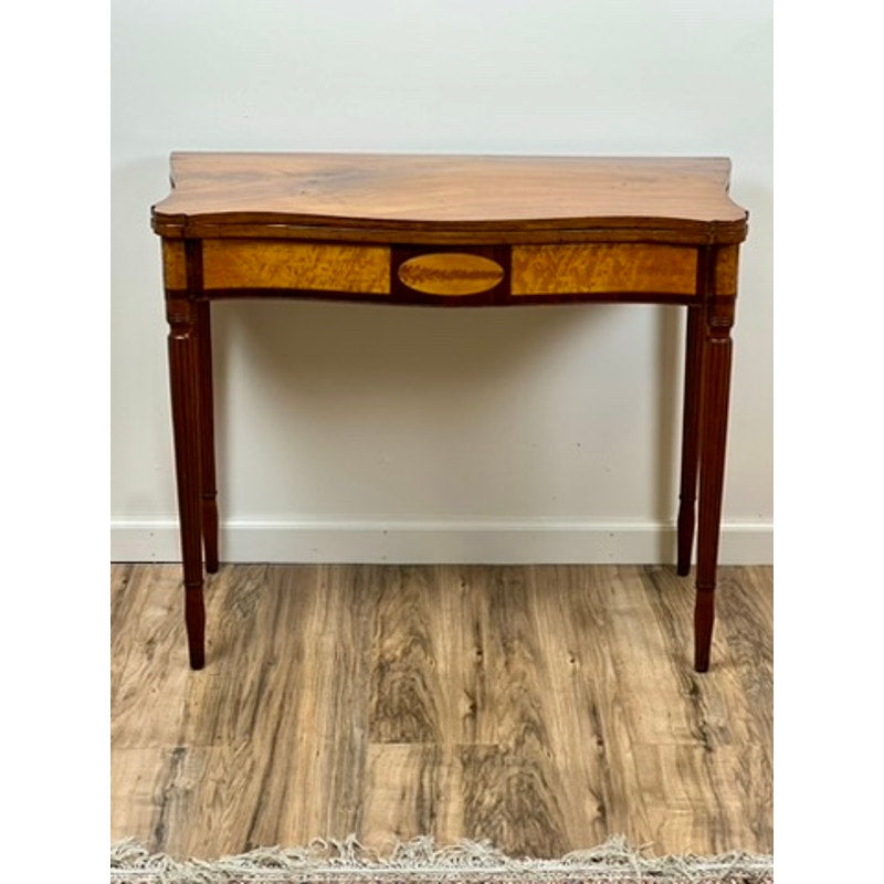 Antique Federal Mahogany and Birdseye Maple Game Table c. 1830