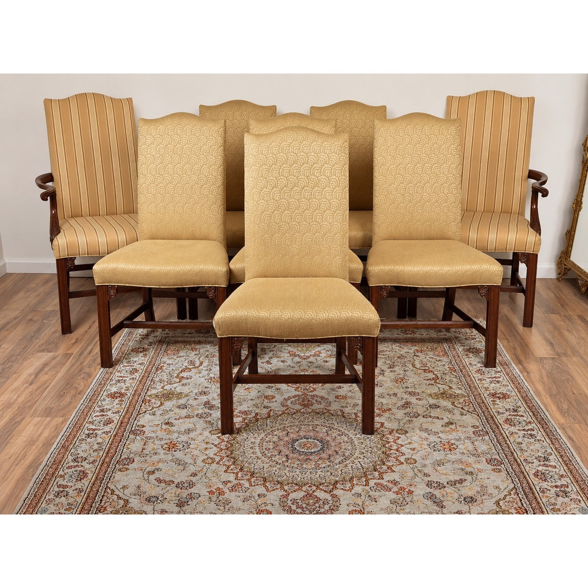 Set of 8 Henkel Harris Mahogany Chippendale Dining Chairs