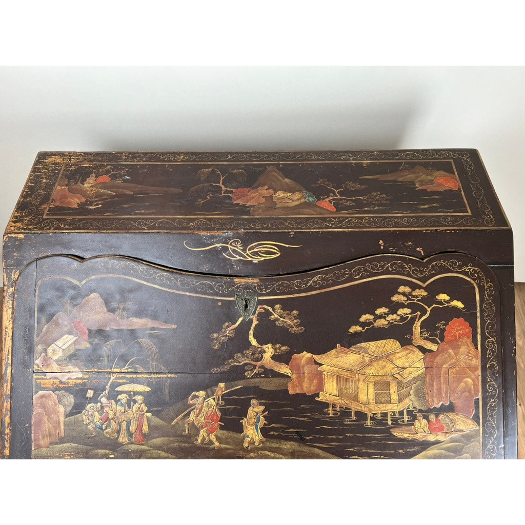 Antique French Louis XV Japanned Fall Front Desk c. 18th Century