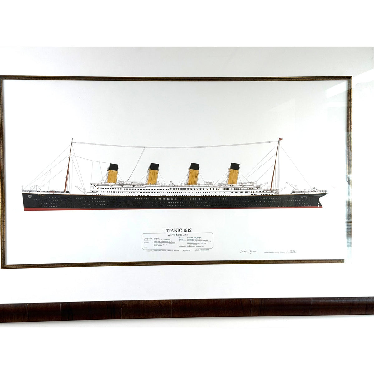 Peter W. Sparre Signed Limited Edition RMS Titanic 1912 Ship Profile Print, No. 256/1000