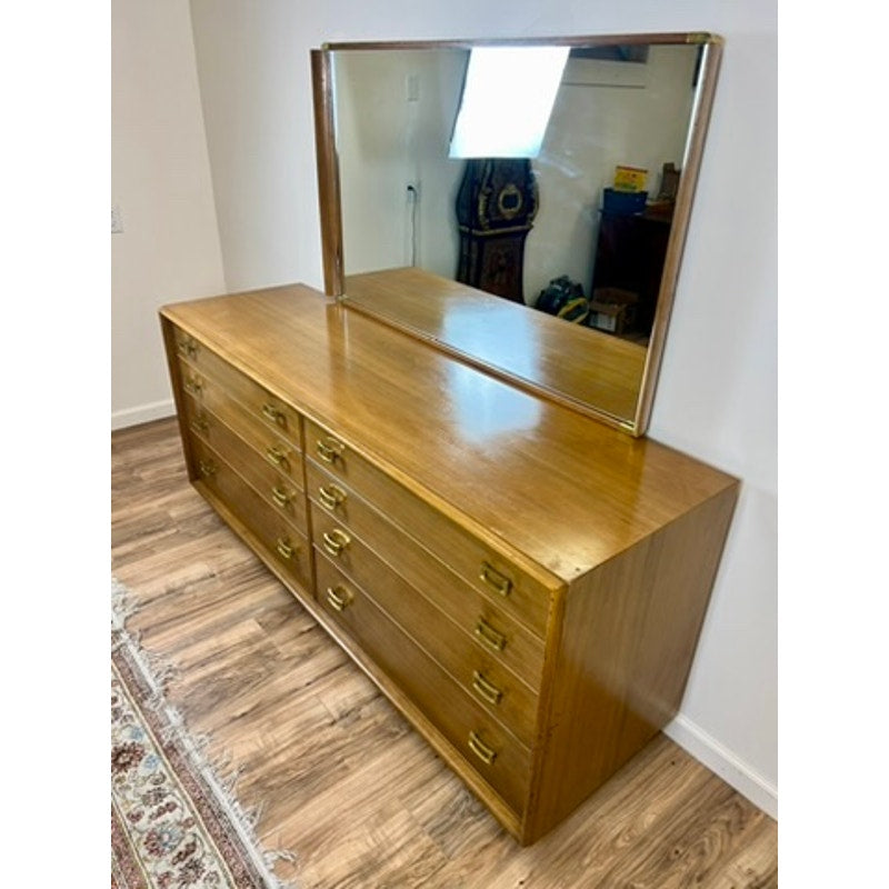 Mid-Century Modern Johnson Paul Frankl Eight Drawer Dresser with Mirror