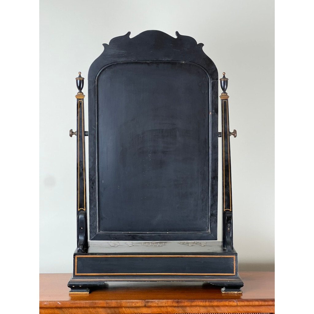 Fine Antique Chinoiserie Black Lacquer Dressing Mirror c. Late 19th Century