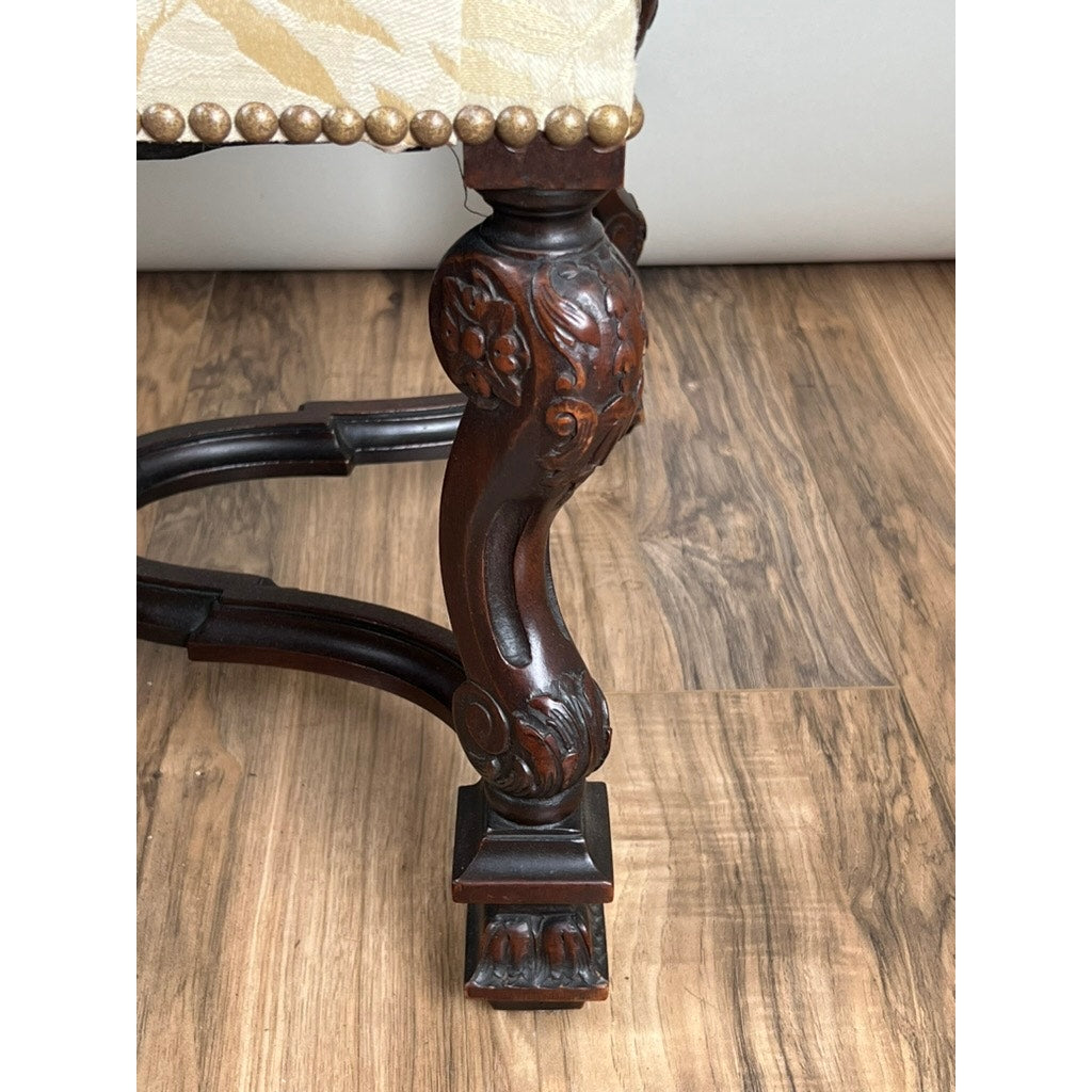 Antique Pair of French Régence Style Carved Mahogany Arm Chairs, c. Early 19th Century