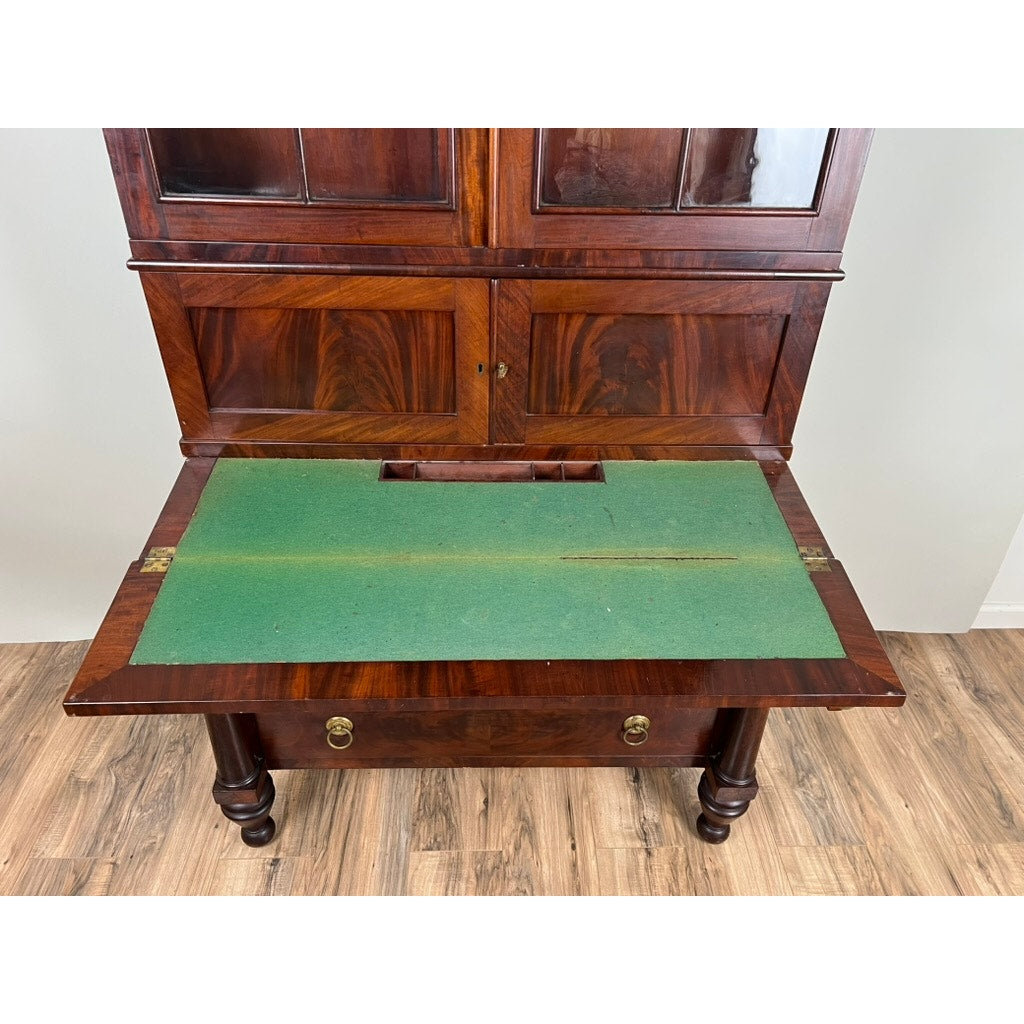 Antique Late Federal Period Mahogany Plantation Secretary and Bookcase c. Late 1830s