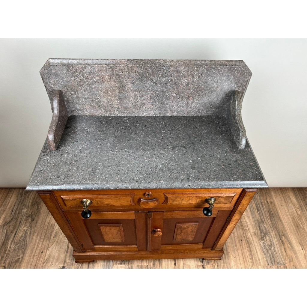 Antique Eastlake Victorian Walnut Marble Top Commode c. 1900