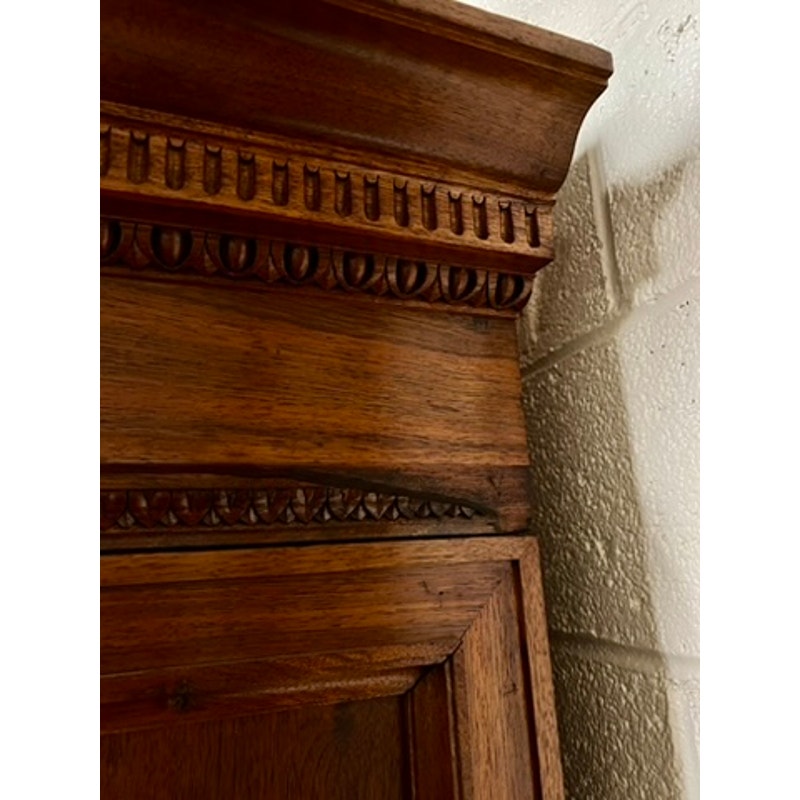 Antique Monumental French Renaissance Revival Solid Walnut Glass Door Bookcase c. Early 20th C.