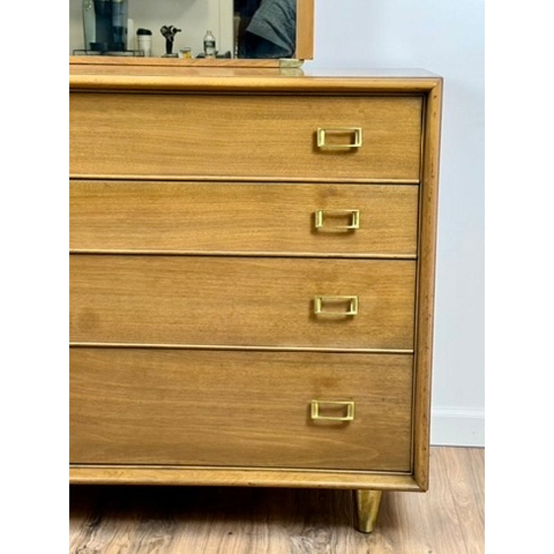 Mid-Century Modern Johnson Paul Frankl Eight Drawer Dresser with Mirror