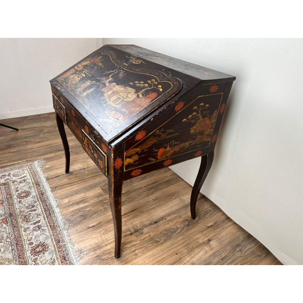 Antique French Louis XV Japanned Fall Front Desk c. 18th Century