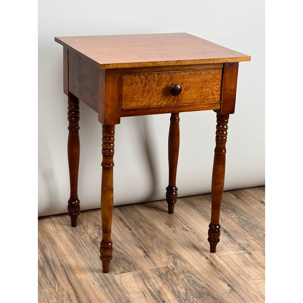 Antique American Sheraton Birdseye Maple One Drawer Stand c. Mid 19th Century