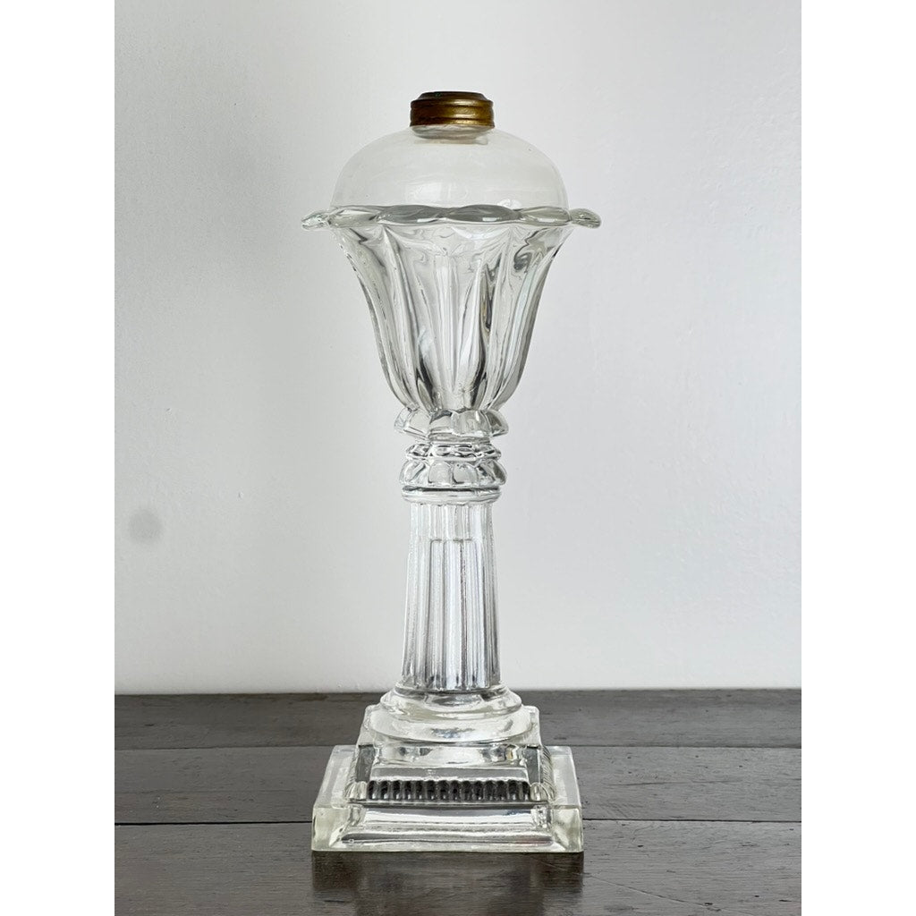 Antique Sandwich Glass Whale Oil Lamp c. 1820