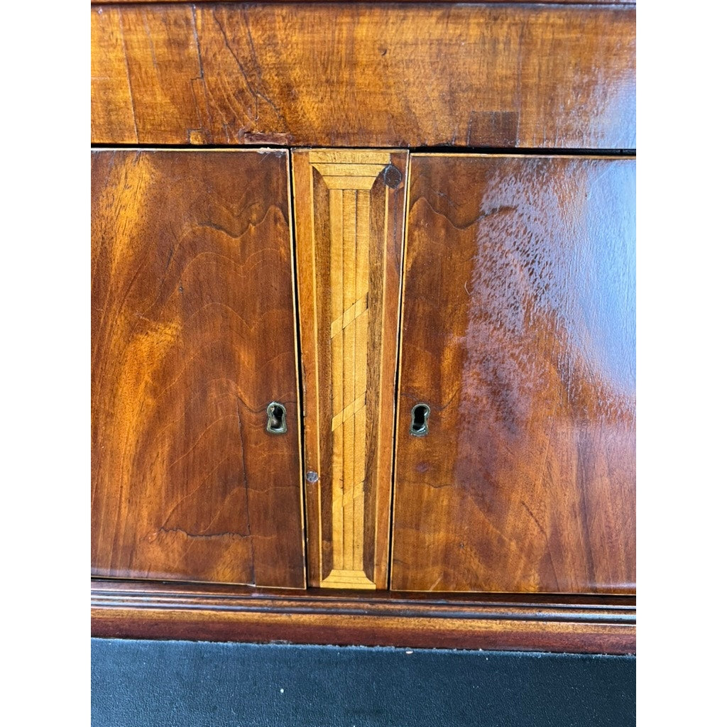 Antique Federal Period Flame Mahogany Blind Door Secretary c. Early 19th Century