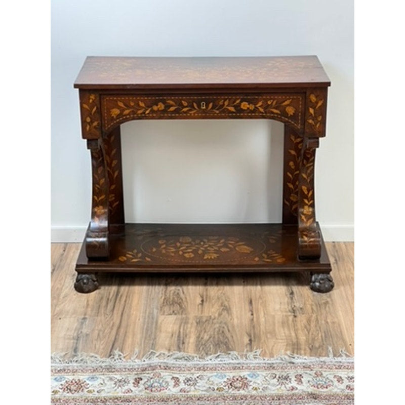 Antique 19th Century Dutch Floral Marquetry Console Pier Table