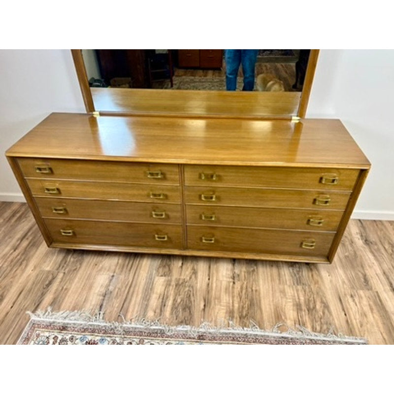 Mid-Century Modern Johnson Paul Frankl Eight Drawer Dresser with Mirror