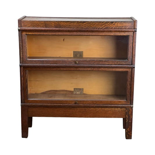 Antique Oak Globe-Wernicke Two Stack Barrister Bookcase c. 1920