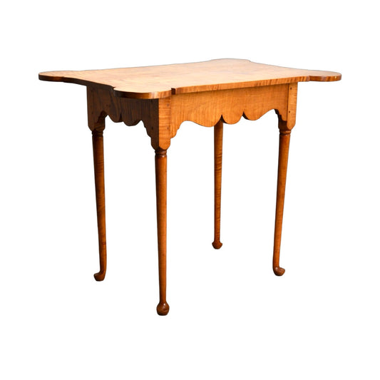 Vintage Queen Anne Style Tiger Maple Cookie Corner Tea Table