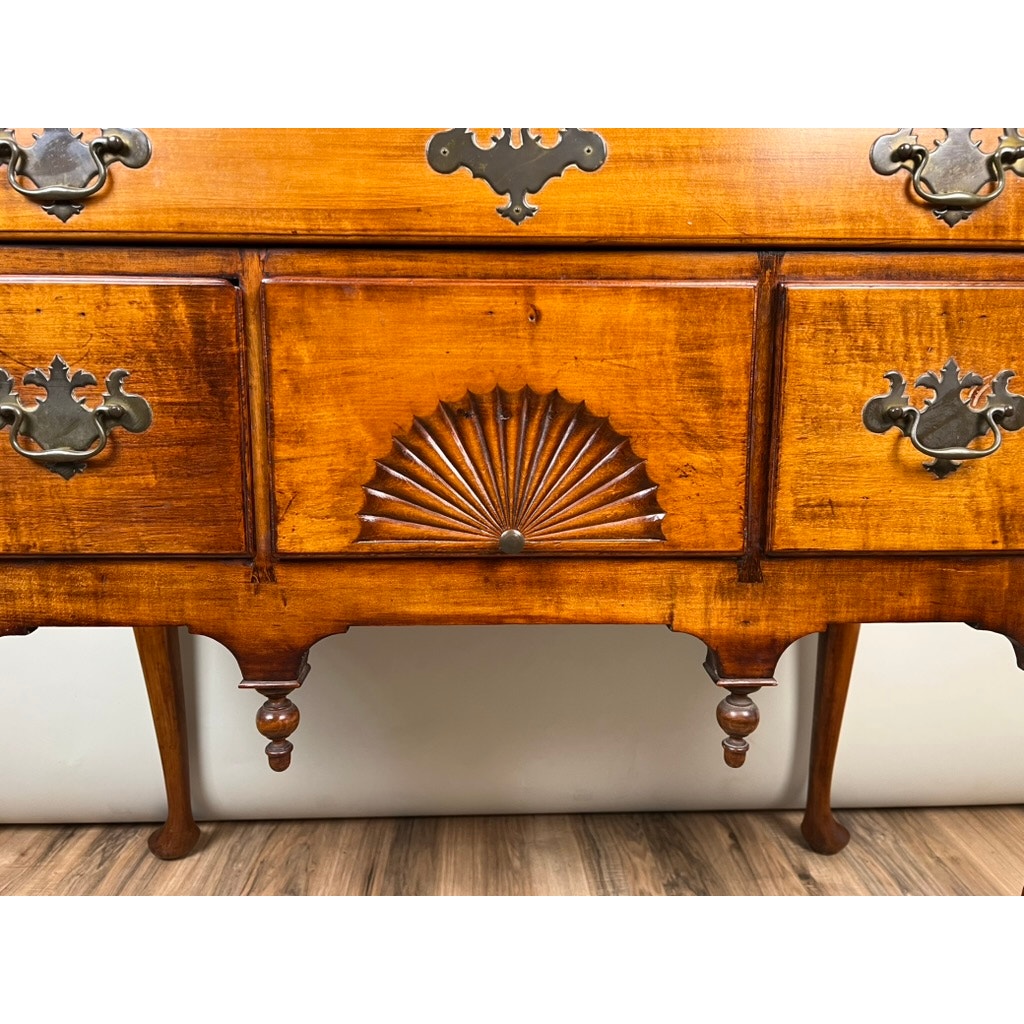 Antique New England Maple Queen Anne Bonnet Top Highboy c. 1760