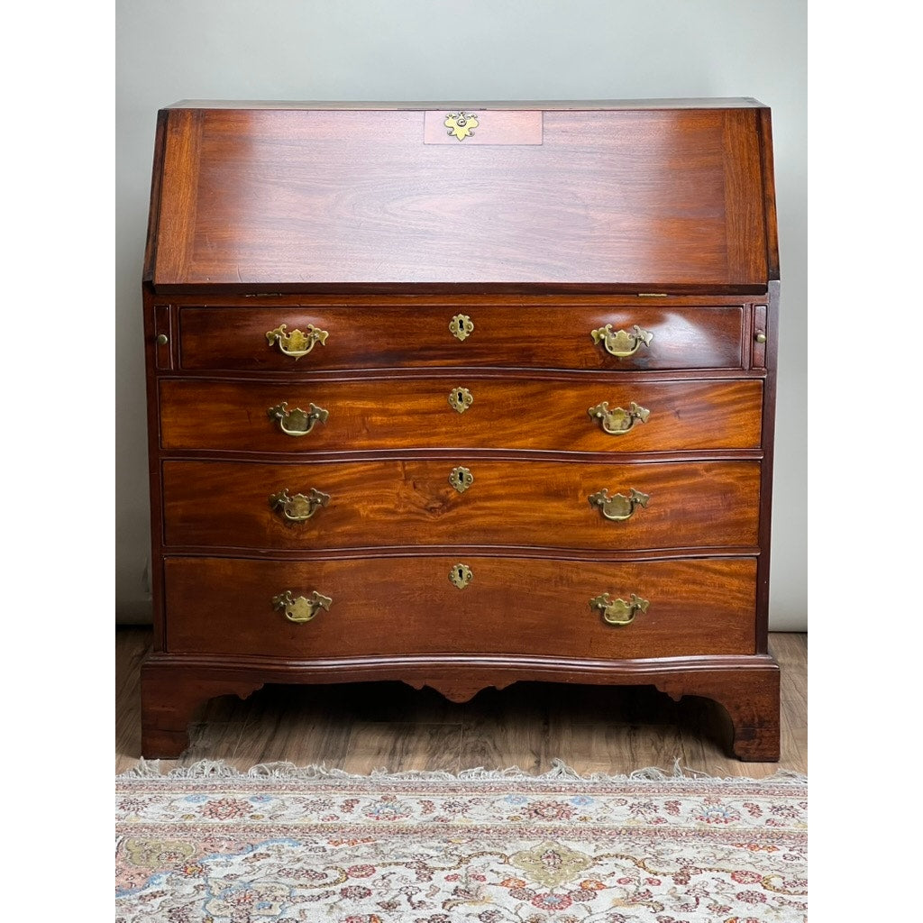 Antique Late 18th Century Massachusetts Mahogany Chippendale Oxbow Secretary