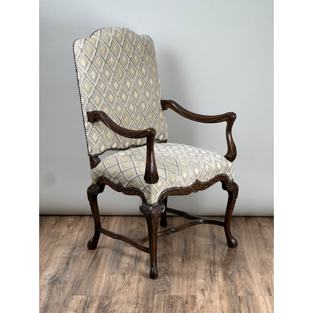 Antique French Régence Style Carved Mahogany Arm Chair, c. Early 19th Century