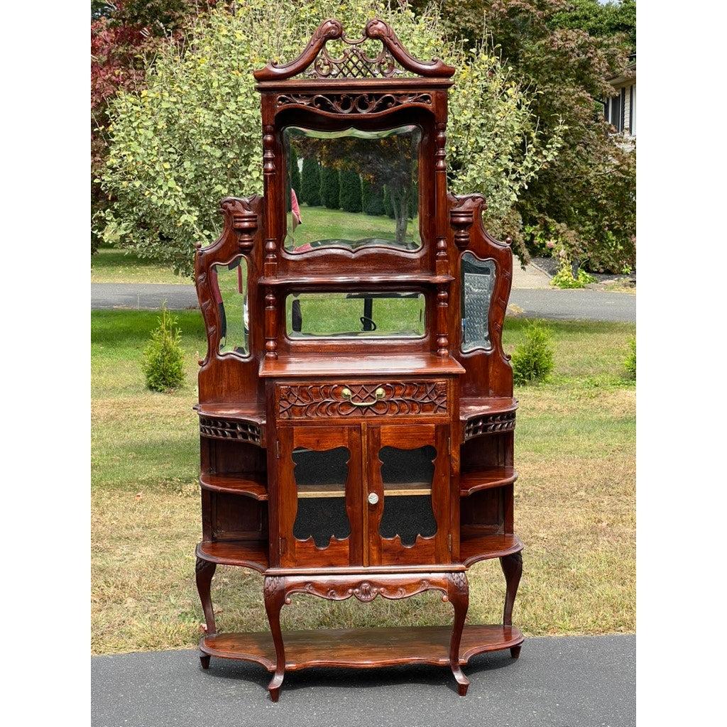 Vintage Chippendale Style Solid Mahogany Etagere