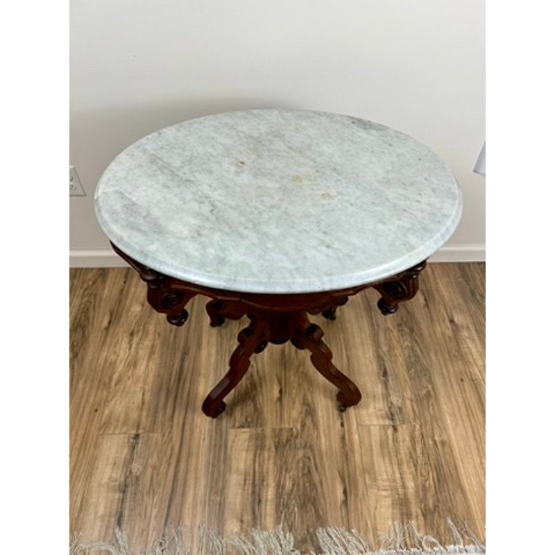 Antique Victorian Oval Marble Top Table c. 1880