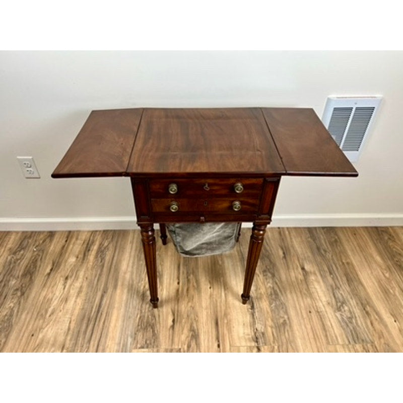 Antique Federal Mahogany Two Drawer Work Table c. 1830