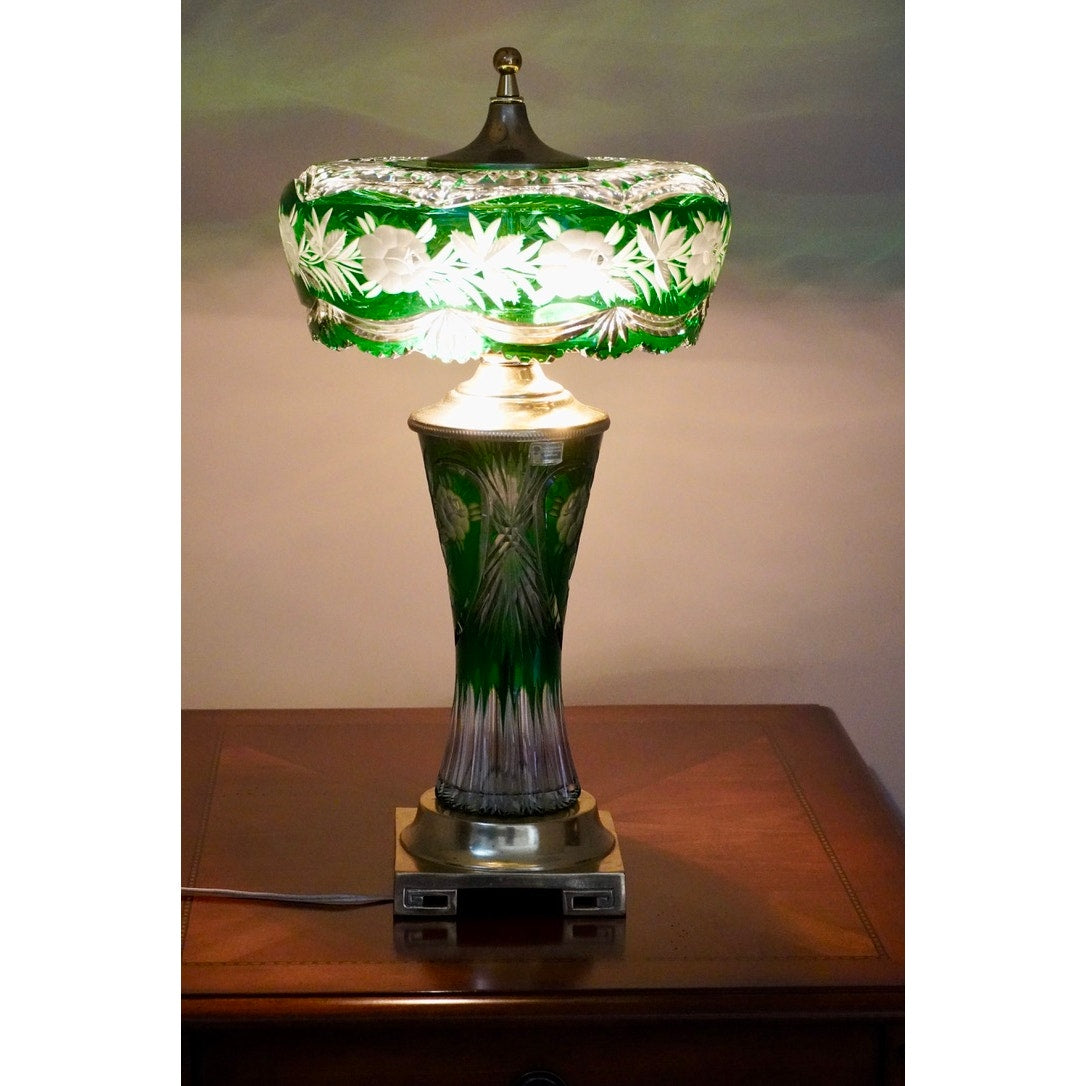 Vintage Dresden by Peck Ruby Cut Crystal Table Lamp