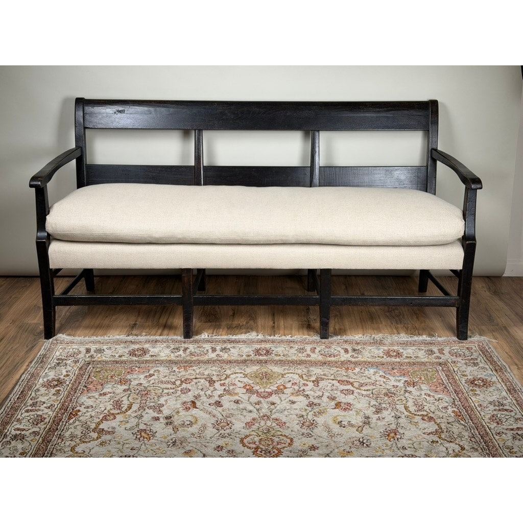 Antique English Oak Three-Seat Bench, Late 19th Century