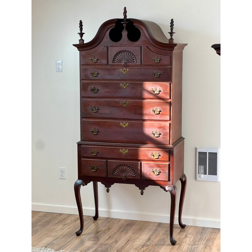 Vintage Mahogany Queen Anne Style Highboy by Hathaway’s New York c. 1940