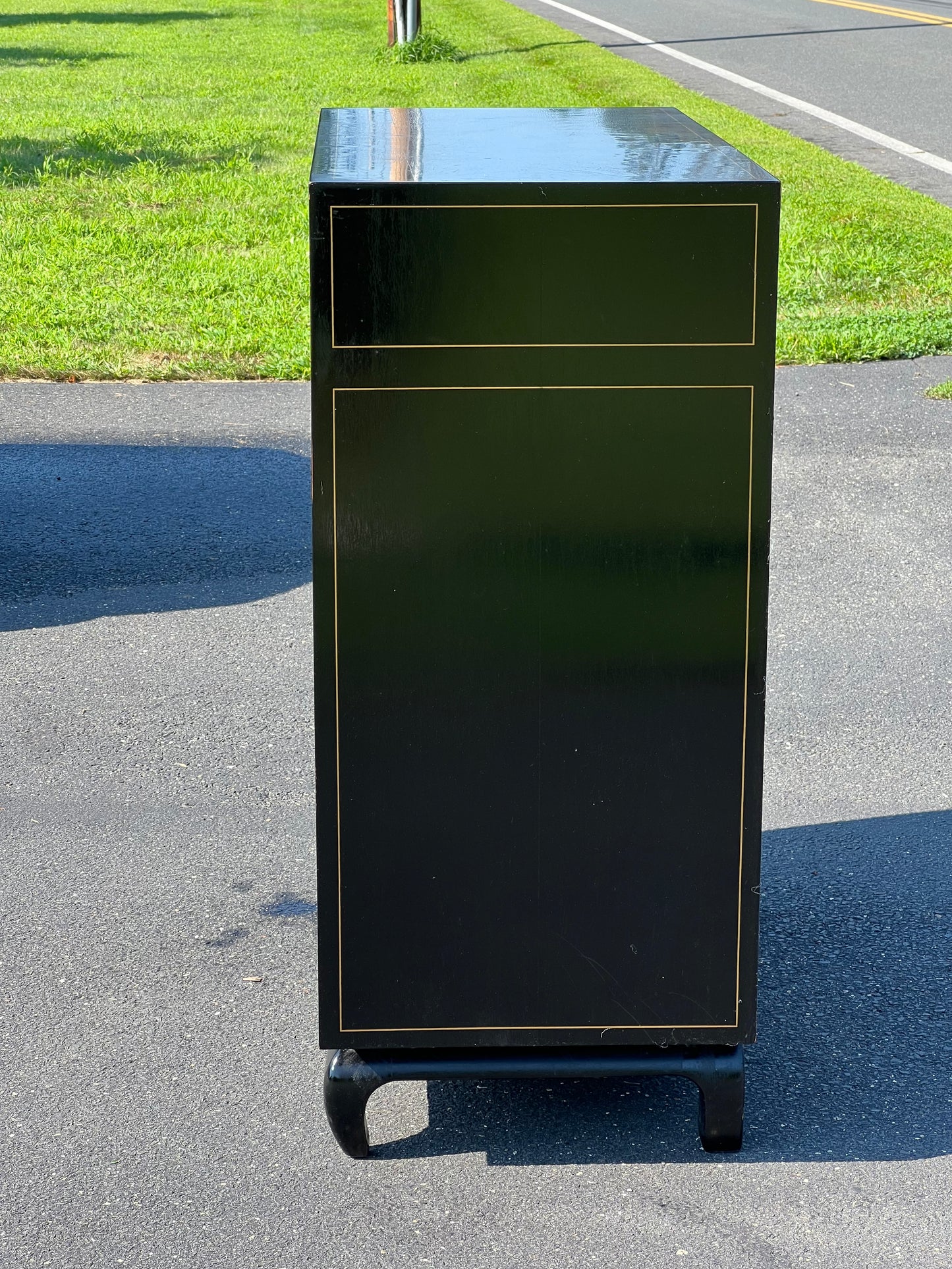 Vintage Black Lacquer Asian Chest of Drawers by Martinsville