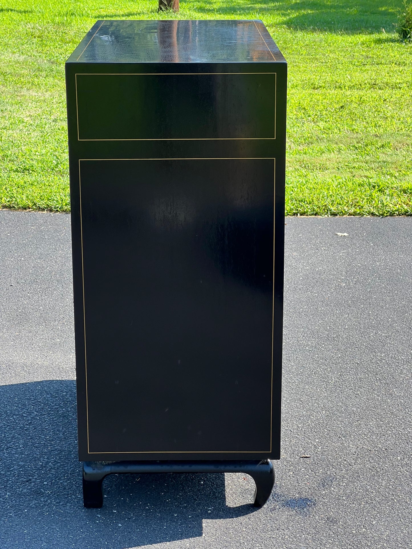 Vintage Black Lacquer Asian Chest of Drawers by Martinsville