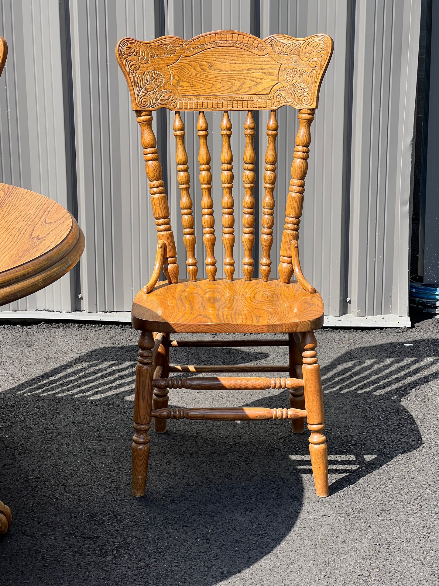 Vintage Oak Dining Set with Paw Foot Table and Press Back Chairs by Virginia House