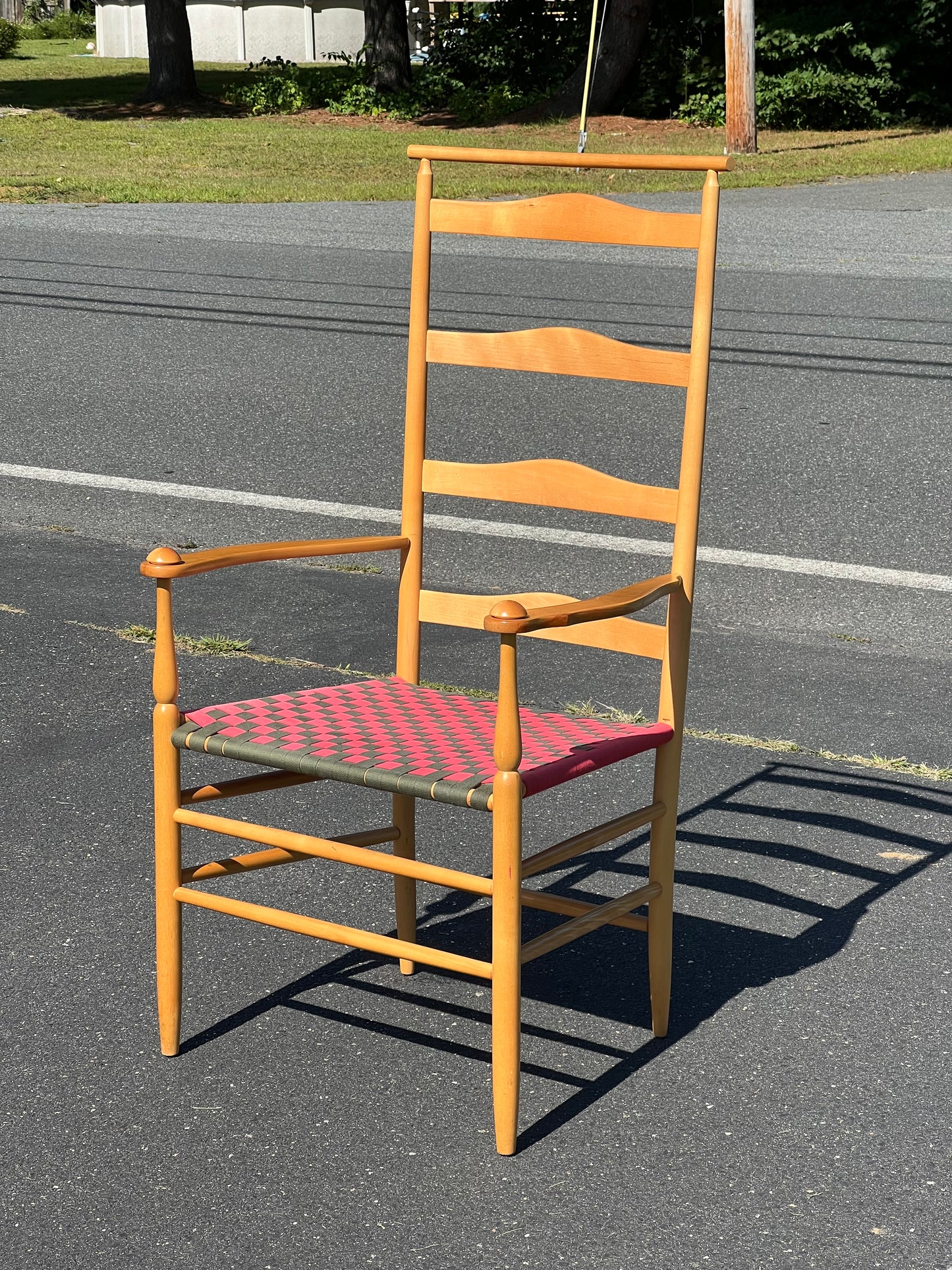 Vintage Shaker Style Shawl Back Arm Chair with Tape Seat