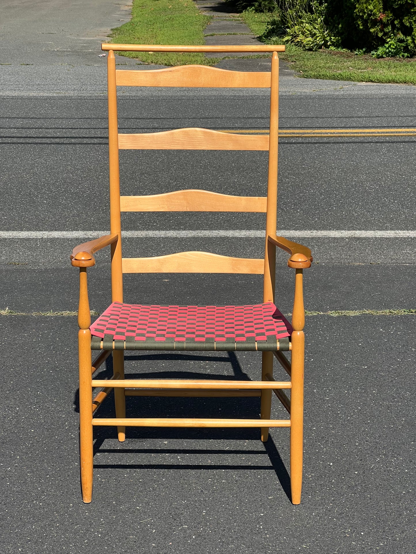 Vintage Shaker Style Shawl Back Arm Chair with Tape Seat