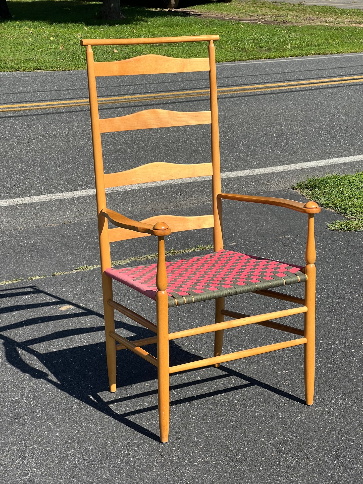 Vintage Shaker Style Shawl Back Arm Chair with Tape Seat