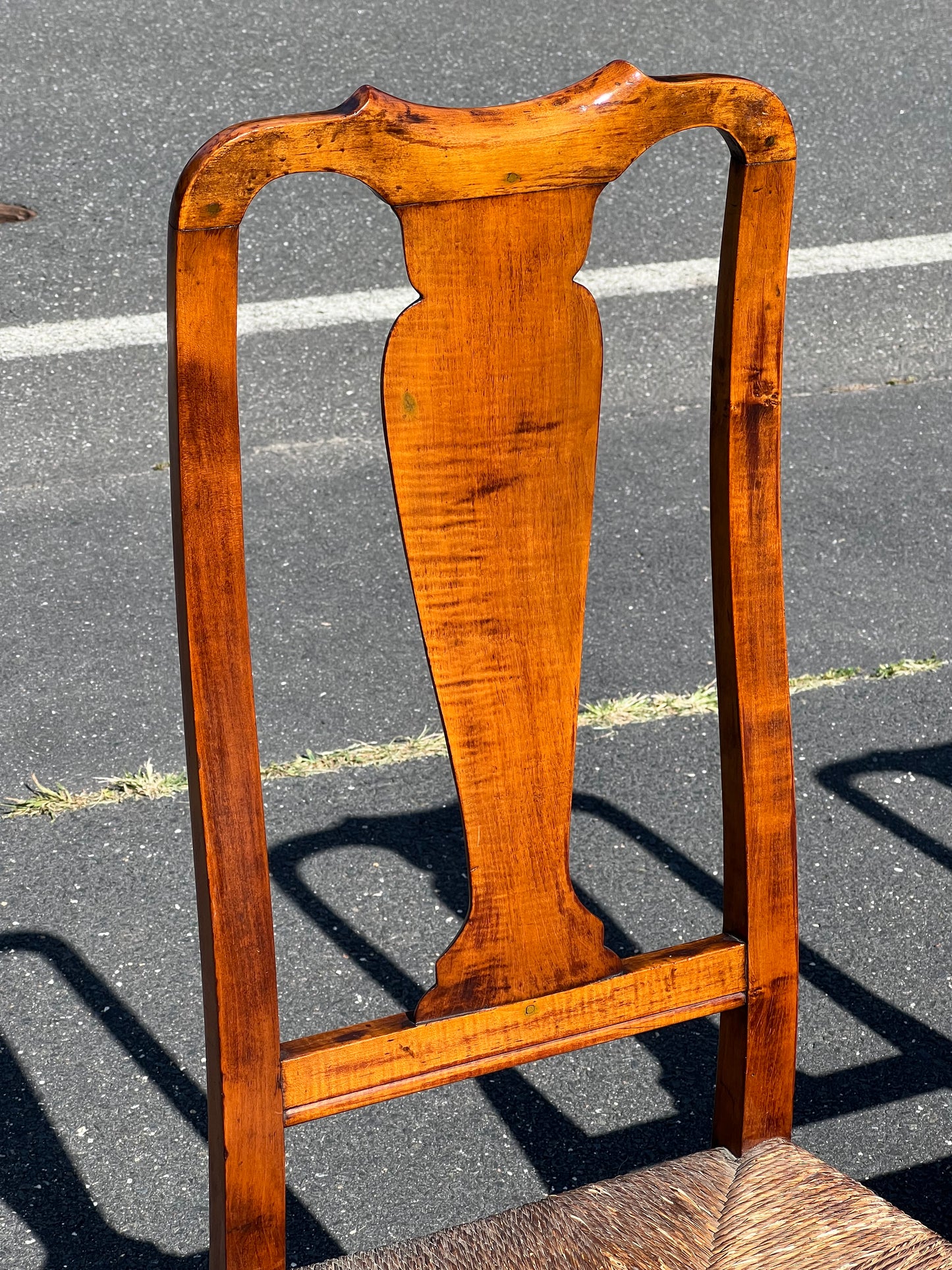 Set of Three Antique 19th Century Queen Anne Curly Maple Dining Chairs