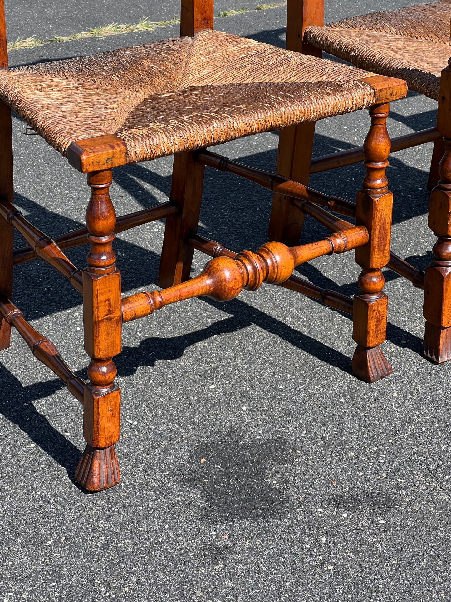 Set of Three Antique 19th Century Queen Anne Curly Maple Dining Chairs