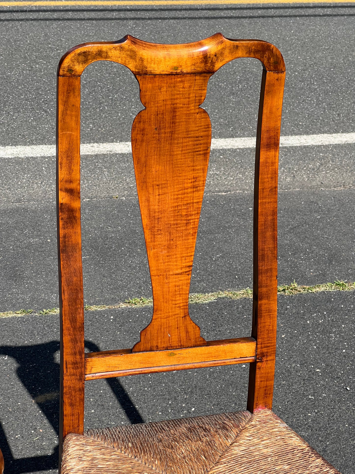 Set of Three Antique 19th Century Queen Anne Curly Maple Dining Chairs