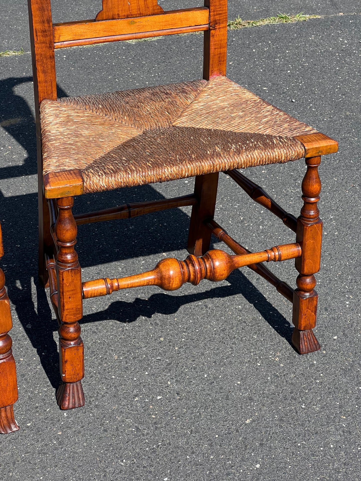 Set of Three Antique 19th Century Queen Anne Curly Maple Dining Chairs