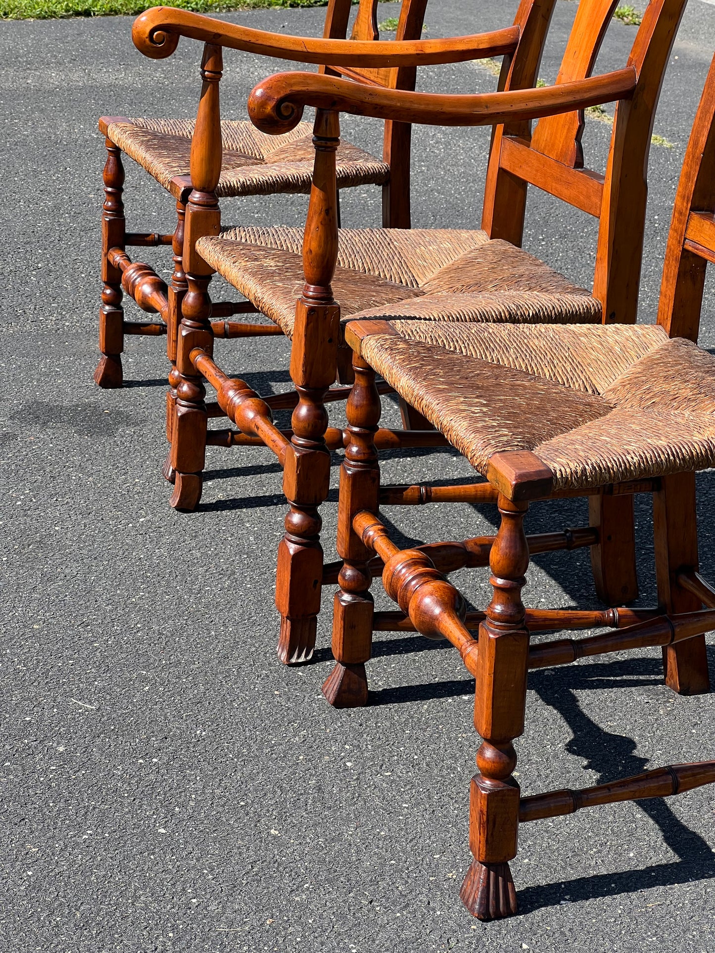 Set of Three Antique 19th Century Queen Anne Curly Maple Dining Chairs