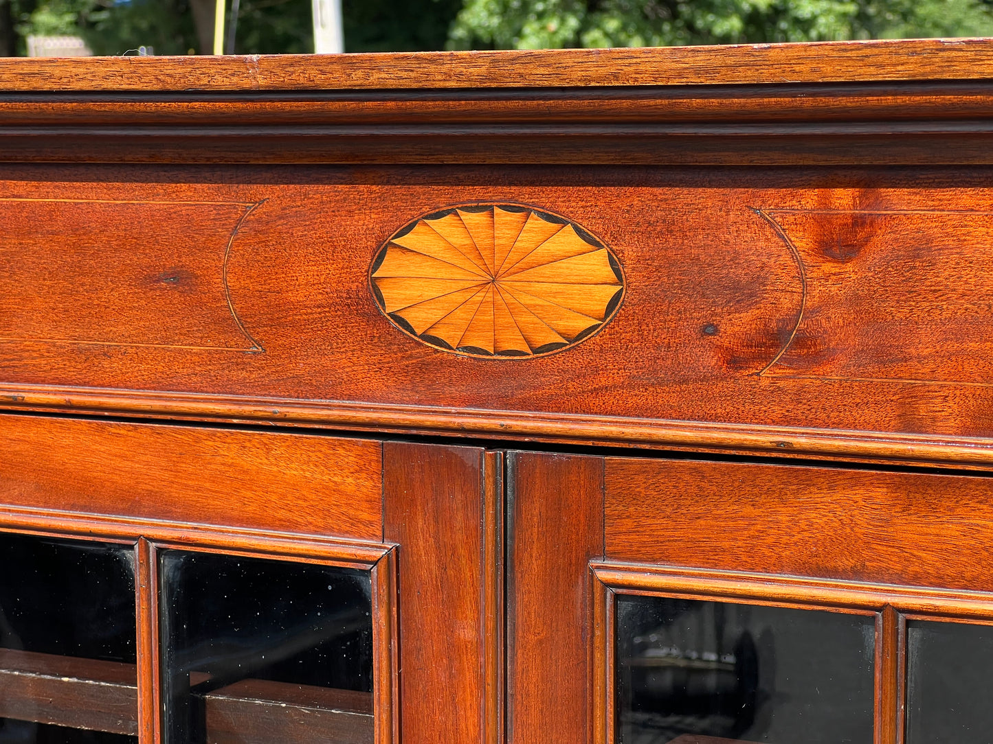 Antique Federal Style Mahogany Glass Door Bookcase c. Late 1800s