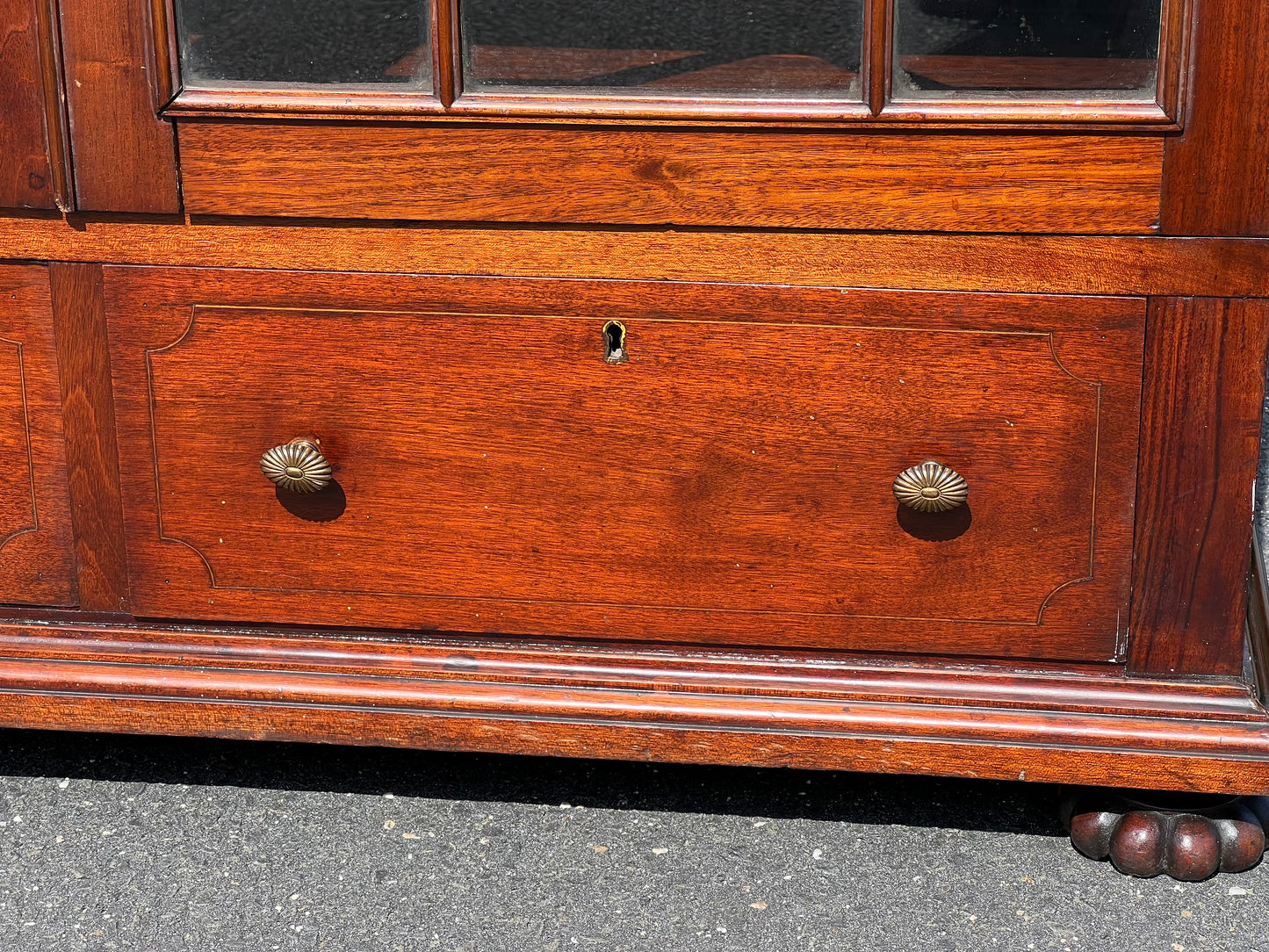 Antique Federal Style Mahogany Glass Door Bookcase c. Late 1800s