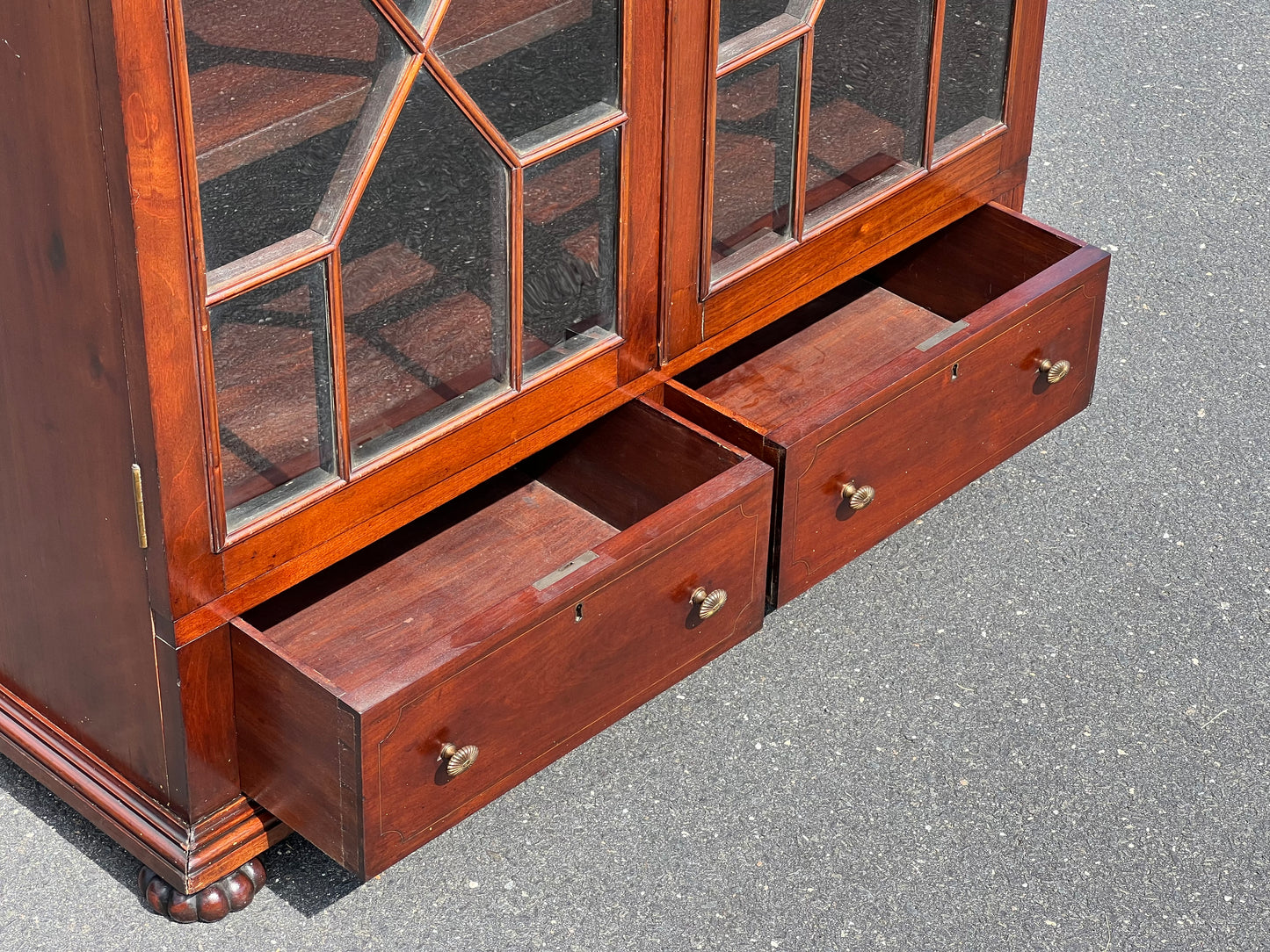 Antique Federal Style Mahogany Glass Door Bookcase c. Late 1800s