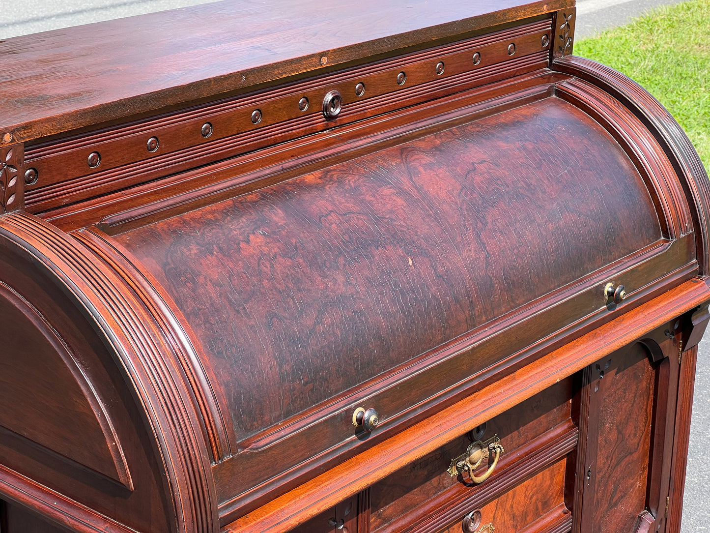 Antique Eastlake Victorian Walnut Cylinder Desk c. 1900