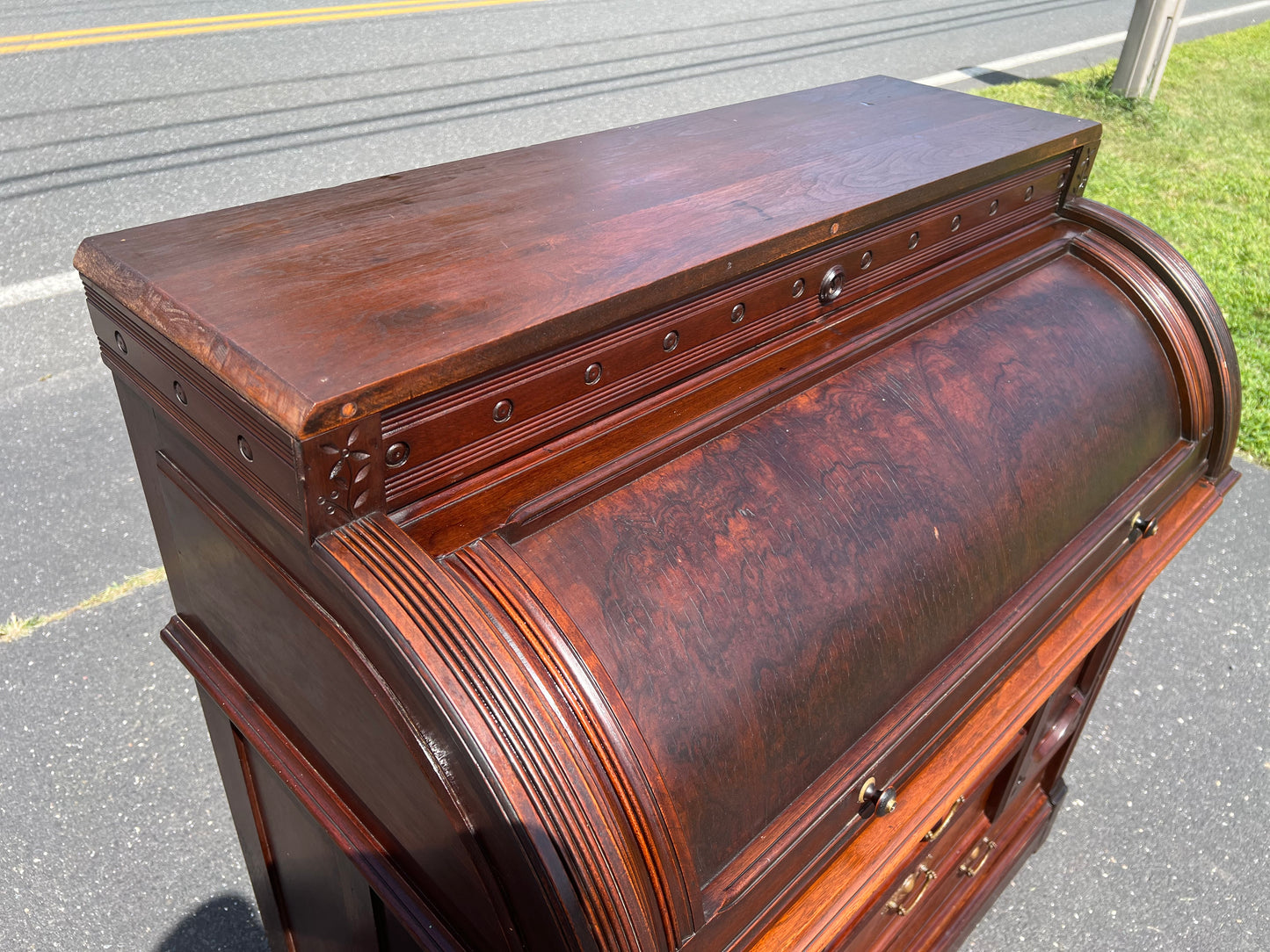 Antique Eastlake Victorian Walnut Cylinder Desk c. 1900