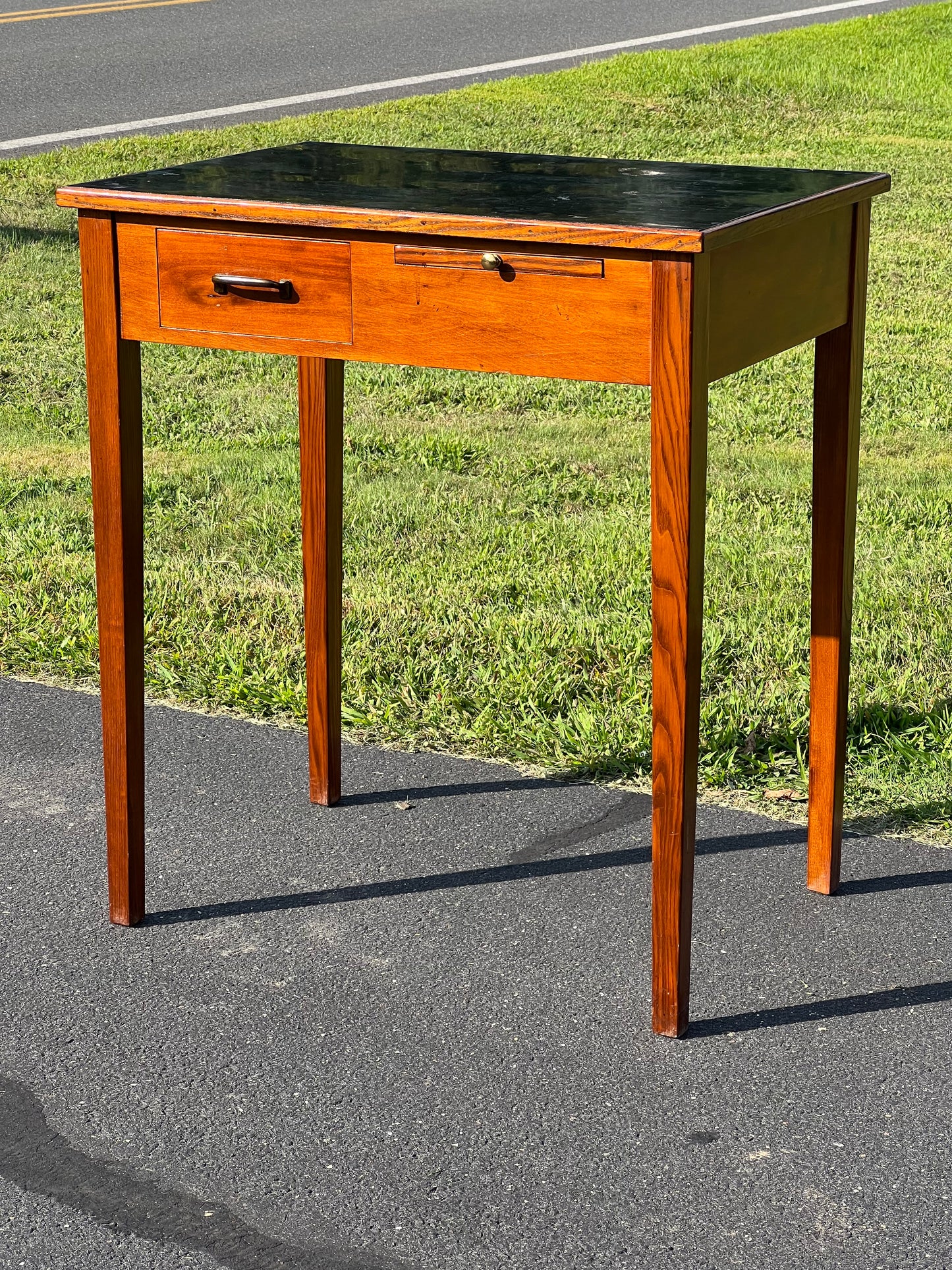 Vintage Mid-Century Black Top Chemistry Lab Table