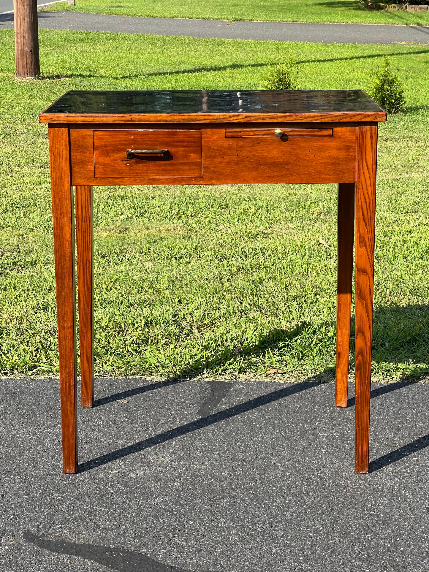 Vintage Mid-Century Black Top Chemistry Lab Table