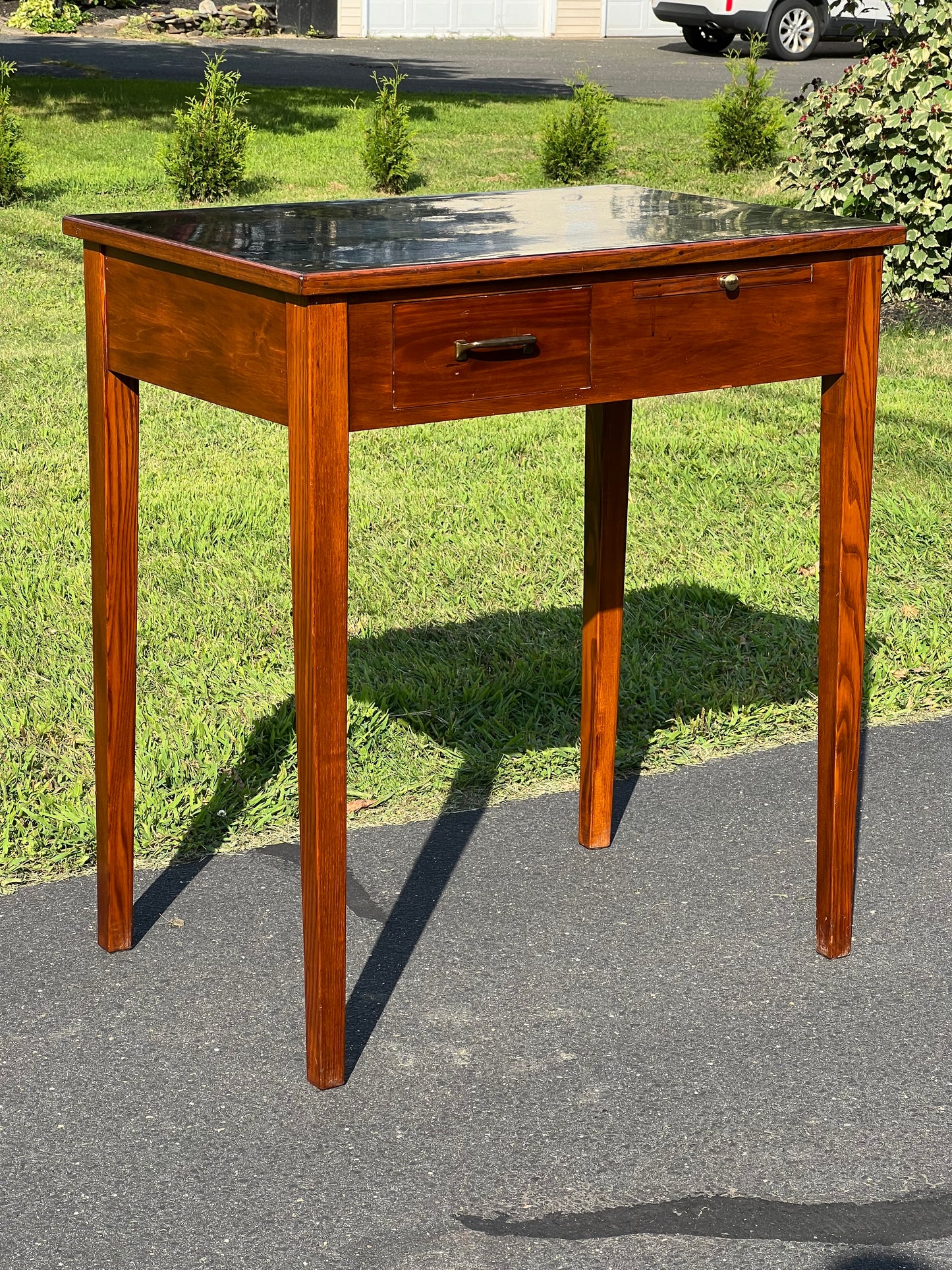 Vintage Mid-Century Black Top Chemistry Lab Table